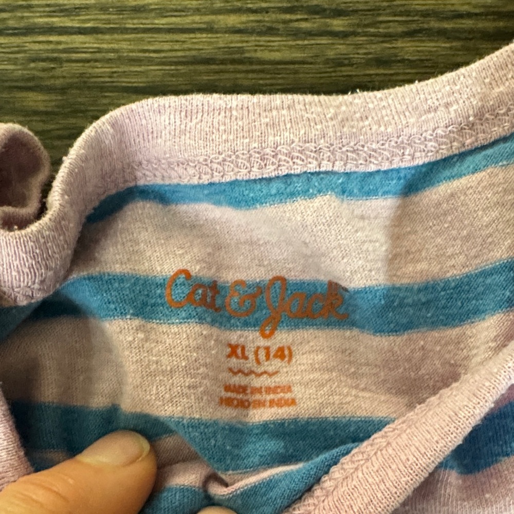 Cat & Jack Pink and Blue Striped Tee - Picture 2 of 3